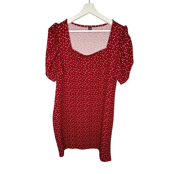 SHEIN Curve 3XL Red Heart Mini Dress • Puff Sleeve Plus Size - Picture 1 of 11